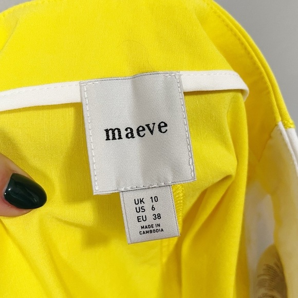 Anthropologie Maeve Surf City Linen Blend Embellished Shorts Yellow Size 6 - Picture 11 of 12